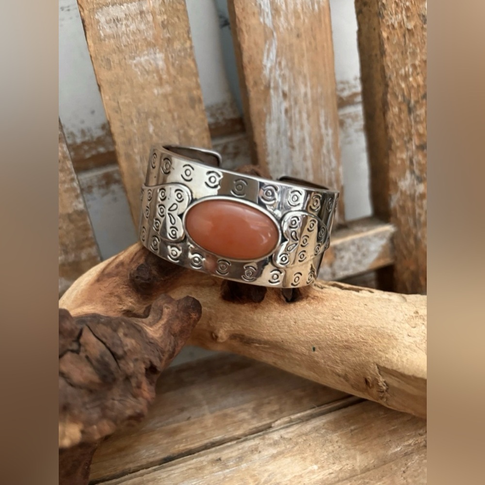 Pink Chalcedony Cuff Bracelet In  Sterling Silver NEW!